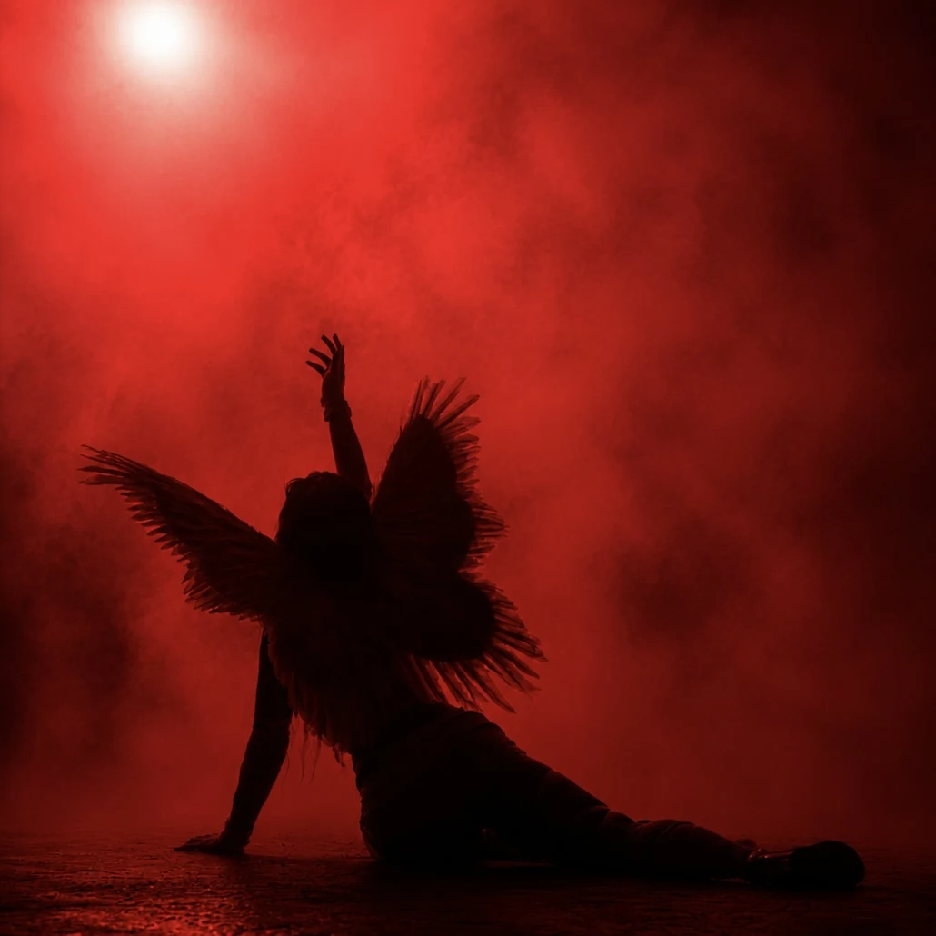 ICARUS artwork: a winged silhouette against a red-lit sky